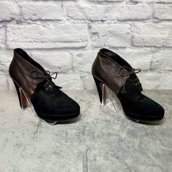Rag & Bone Black & Brown Lace-Up Platform Heels - Picture 1 of 6